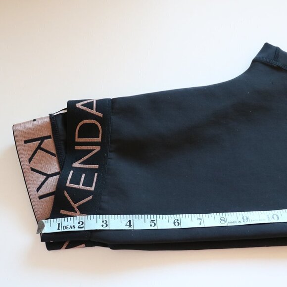 Kendall & Kylie Size Medium Logo Waistband Black Gold Stripes Active Leggings - Picture 6 of 8